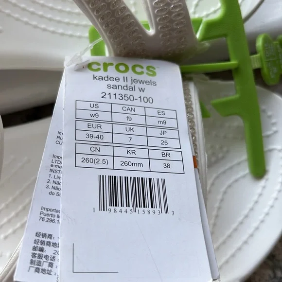 Crocs Kadee II Jewels Strappy Diamante White Sandals Women's Size 9 New - Picture 5 of 7